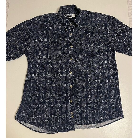 Alexander Martin Men's Shirt Sz Lrg Blue White ShortSleeve‎ Button Up - Picture 1 of 5